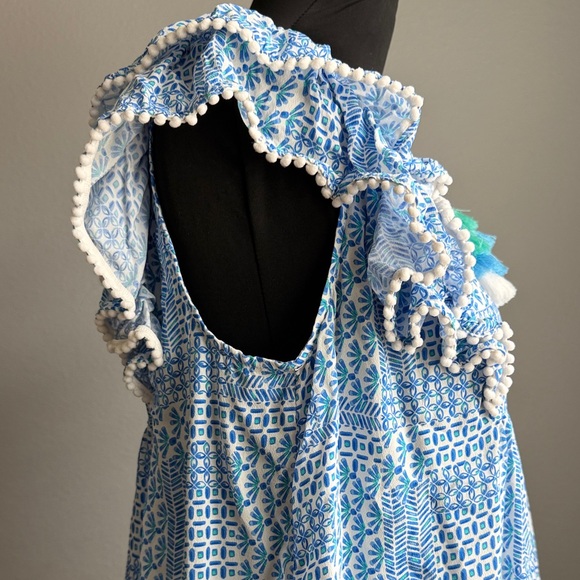 Vineyard Vines Patchwork Ruffle Sleeve Top Silk Blend Size Large - Picture 9 of 11